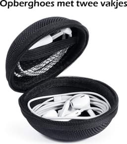 Opberghoes Oortjes Met Rits - Nylon Cover Voor Laadkabels en Accessoires - Zwart — thumbnail 2