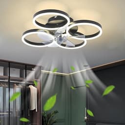 4 Ringen Ventilator - Zwart - 60 cm - Smart Lamp - Kroonluchter - Dimbaar Met Afstandsbediening - 64W — thumbnail 1