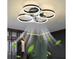 4 Ringen Ventilator - Zwart - 60 cm - Smart Lamp - Kroonluchter - Dimbaar Met Afstandsbediening - 64W — afbeelding 1