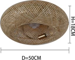 Plafondventilator met Verlichting – Bamboe Look – Ø50cm – Transparante Bladen – Met Afstandsbediening — thumbnail 3