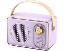 Hoogwaardige Retro Bluetooth speake - Bluetooth speaker - met Ultra Lange Batterijduur - Paars