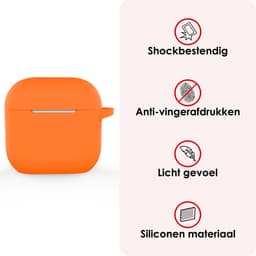 Hoes - Geschikt voor Apple AirPods 4 - Siliconen Hoesje met Clip - Silicone Case Cover - Oranje — thumbnail 3