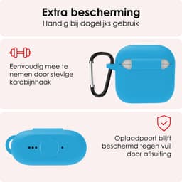 Hoes - Geschikt voor Apple AirPods 4 - Siliconen Hoesje met Clip - Silicone Case Cover - Lichtblauw — thumbnail 5