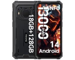 Blackview BV6200 Pro - Robuuste Smartphone - 18GB RAM - 128GB - 13000mAh - 6,56 inch - 4G Dual SIM - Android 14 - IP68 Waterdicht - NFC GPS - Zwart