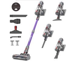 Krachtige Draadloze Steelstofzuiger met LED Display en Anti-Tangle Borstel voor Tapijten en Harde Vloeren