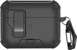 Ainy - PRO hardcase zwart met telefoon houder- Geschikt voor Apple Airpods Pro 2 / Pro 1 | Case met sleutelhanger | schokbestendig | Uitsparing voor oplaadpoort & draadloos opladen ondersteund — thumbnail 1