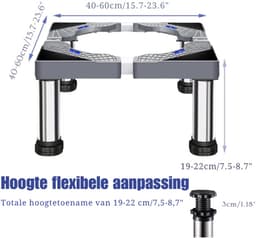 Wasmachine-Onderstel Met Verstelbare Breedte En Hoogte - Standaard Voor Koelkast Droger En Vriezer - Hoge Belasting Tot 150 Kg - Ideaal Voetstuk — thumbnail 5