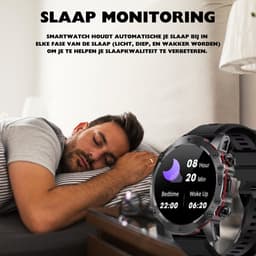 Royal Empire AK56 Smartwatch - Smartwatch Heren - Stappenteller - Bloeddrukmeter - Hartslagmeter - Slaapmonitor - Multisport - RVS & TPU bandje - 47MM - Geschikt voor alle Smartphones - Zwart — thumbnail 4