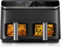 MKSS® Dubbele Airfryer XXXL - Duo Heteluchtfriteuse - Geschikt voor Accessoires - 8.5L - Zwart — thumbnail 1