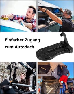 Opvouwbaar autopedal deurtrede voor autodak SUV/RV zwart met veiligheidshamer- 4 kunststof haken — thumbnail 3
