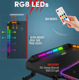 For The Win Gaming Bureau met LED Verlichting - 140x74x60 cm - Game Bureau - Incl. RGB Muismat - Gaming Desk - Computer Tafel - Gaming Tafel — thumbnail 3