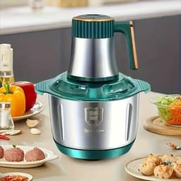 MazrekuHome® - 5L Roestvrijstalen Voedselverwerker met 6-Bladensysteem - Snelle Vleesmolen & Groentehakker - 5 Snelheden - Perfect voor Uien, Knoflook en Salades - Essentieel Keukengadget — thumbnail 3