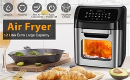 Royalty Line® AFO12601 Airfryer Oven - Airfryer XXL - 12 Liter Heteluchtoven met 12 Programma's - Touch Display Heteluchfriteuse - 1800W - Zwart / RVS — thumbnail 20