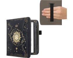 kwmobile flip cover geschikt voor Pocketbook Era / Era Color - Hoes met handgreep en voorvak voor e-reader - Book case in donkerblauw / geel / zwart - Tarotkaart design
