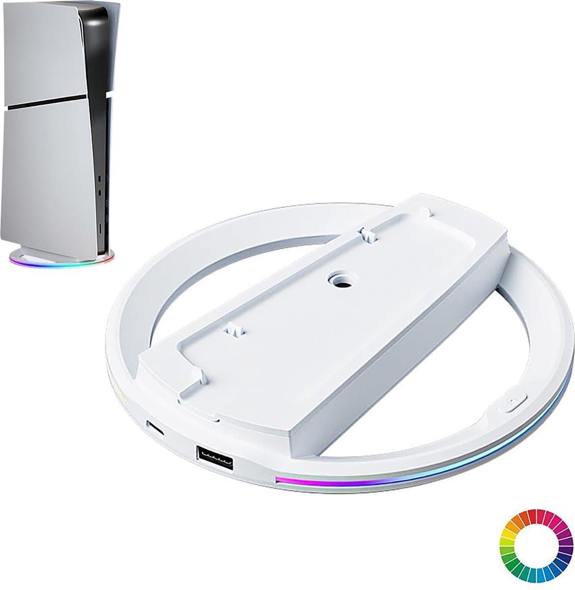 YONO Verticale Standaard geschikt voor Playstation PS5 - Digital - Disc - Slim - Pro - met Verlichting - Voet - Houder - Wit — afbeelding 1