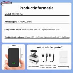 Carlinkit 5.0 - Draadloze CarPlay & Android Auto Adapter - Upgrade naar Eenvoudig Draadloos Rijgemak - CPC200-2Air — thumbnail 5