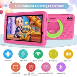 Elementkey Ai-Kids Pro - 8 Inch Kindertablet Android 13, 128GB - 8GB ram - Opslag en Schokbestendige Behuizing Kinderen - Blauw — thumbnail 5