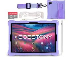 Bosstony Snelle Kids Tablet 10 inch - Ouderlijk Toezicht - 6000mAh Batterij - Android 13 - Incl Beschermpakket - Kindertablet vanaf 3 jaar
