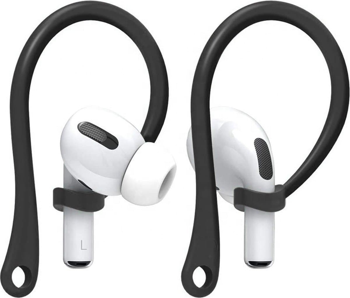 Ibley EarLoop Sport hooks zwart voor Apple AirPods Pro 1/2 & AirPods 3/4 - Oorhaken - Siliconen sport haken - Geschikt voor AirPods Pro 1/2 en Apple AirPods 3/4 - Set van 2 — afbeelding 1