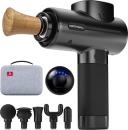 Northwall Massage Gun Professioneel PRO - Massage Pistool Inclusief Koffer en 6 Opzetstukken incl. Eikenhouten Massagekop - Krachtig en Draadloos Sport en Relax Massage Apparaat — thumbnail 1