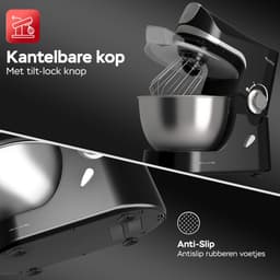 TurboTronic TT-002 Pro-Mix Keukenmachine - Foodprocessor - Staande Keukenmixer- keukenrobot- 5 Liter - 2000W - Zwart — thumbnail 4