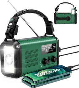 NovaWare NoodRadio Solar Opwindbaar - FM/AM - Powerbank Zonneenergie met 20.000mAh - Survival Noodpakket - Draagbare Radio op batterijen – Groen — thumbnail 2