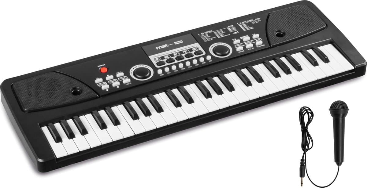 Speelgoed piano kinderen - MAX KD49 kinder piano met 49 toetsen - Ingebouwde ritmes en microfoon - Zwart — afbeelding 1