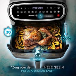 AF34 BK Set Airfryer met 1 grote lade van 10L en 2 kleine lades van 5L inbegrepen 10 Voorgeprogrammeerde Kookprogramma's Zonder olie Sync Cook en Sync Finish functies — thumbnail 3