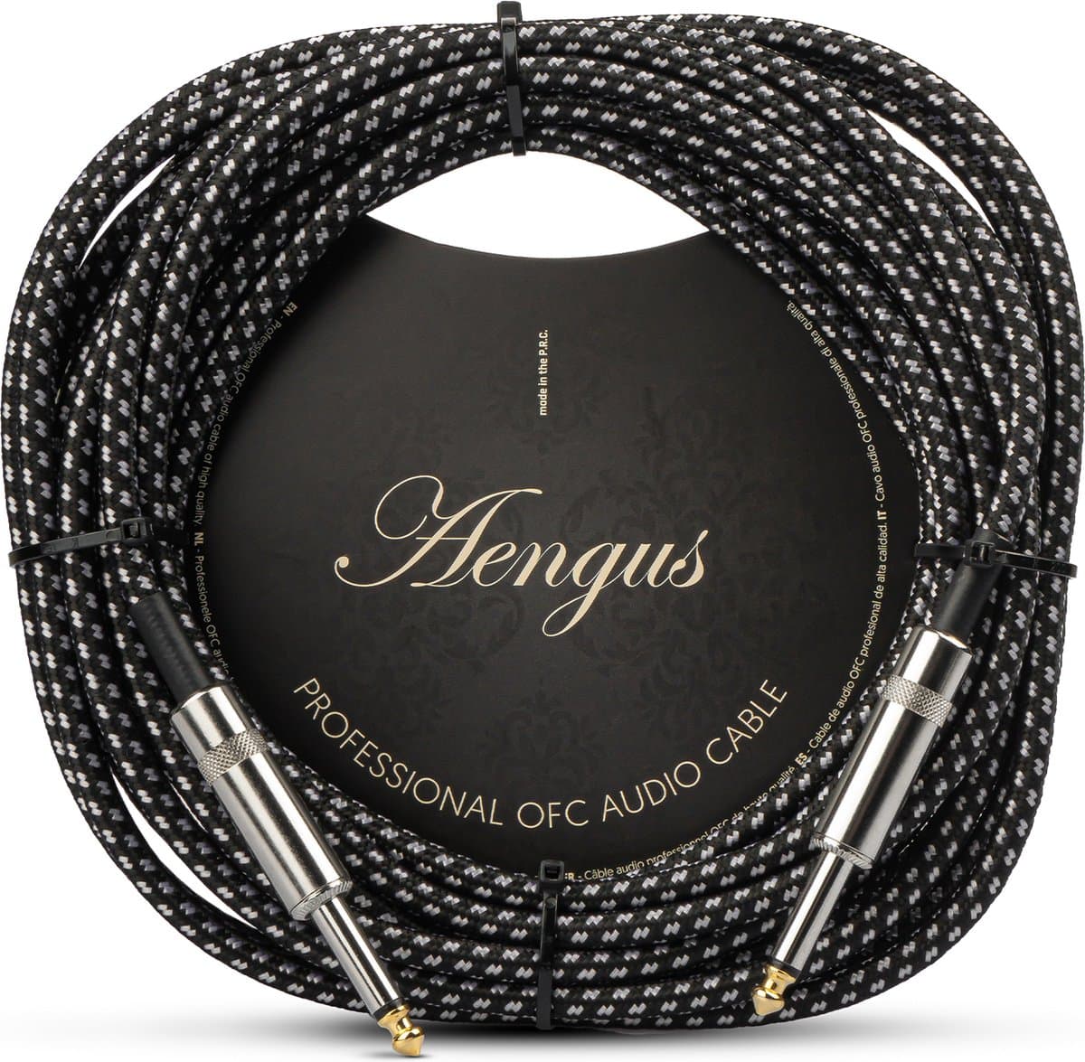 Áengus Black Tweed Gitaarkabel Instrument kabel - 6.35mm mono jack plug recht/recht - 6 meter — afbeelding 1