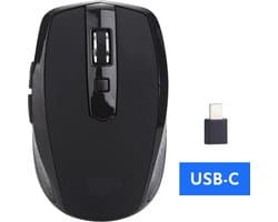 TOJ Draadloze Ergonomische Muis - Optische Laptop Muis - 1600DPI - 2.4GHZ USB-C Ontvanger - Zwart