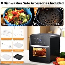 J&R Luchtfriteuse - Broodrooster oven - Airfryer - Braden - Bakken - Grill - Opwarmen - 12 Liter - Touchscreen - Groot - Zwart — thumbnail 6