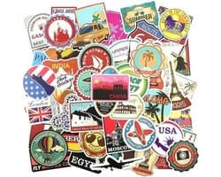 Knaak Mix van 100 Stickers - Thema is Reizen en Landen - Laptop of Koffer stickers - 100 stuks