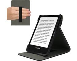 kwmobile e-reader hoesje geschikt voor Pocketbook Touch Lux 4/5/Touch HD 3/Color (2020)/ Vivlio Lux 5 hoes - E reader flip case van kunstleer - Ereader cover met handgrip en stand - In zwart