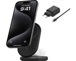 Belkin 2-in-1 Inklapbare Draadloze Lader Qi2 15W - Magsafe Compatibel - Zwart