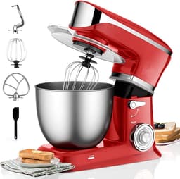 Royalty Line® PKM1900 Keukenmachine - 6.5 L Keukenrobot - Mixer Met Mengkom - 1900W Keukenmixer - Incl. Accessoires - Rood — thumbnail 1