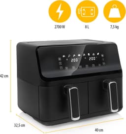 Dubbele Airfryer - Dubbele Mand - Dual Cook - Heteluchtfriteuse — thumbnail 3