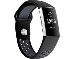 New Age Devi - Zwart Siliconen Bandje geschikt voor Fitbit Charge 33 SE4 Maat zie maatfoto zwart rubberen smartwatch strap