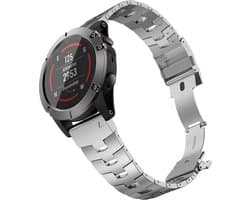 Strap-it Titanium bandje geschikt voor Garmin Fenix 5x (Plus) / Fenix 6x (Pro) / Fenix 7x (Pro - Solar - Sapphire) / Fenix 8 - 51mm / Enduro 1-2-3 / Quatix 6x-7x - Quickfit 26mm band voor Garmin smartwatches - Horlogeband - zilver