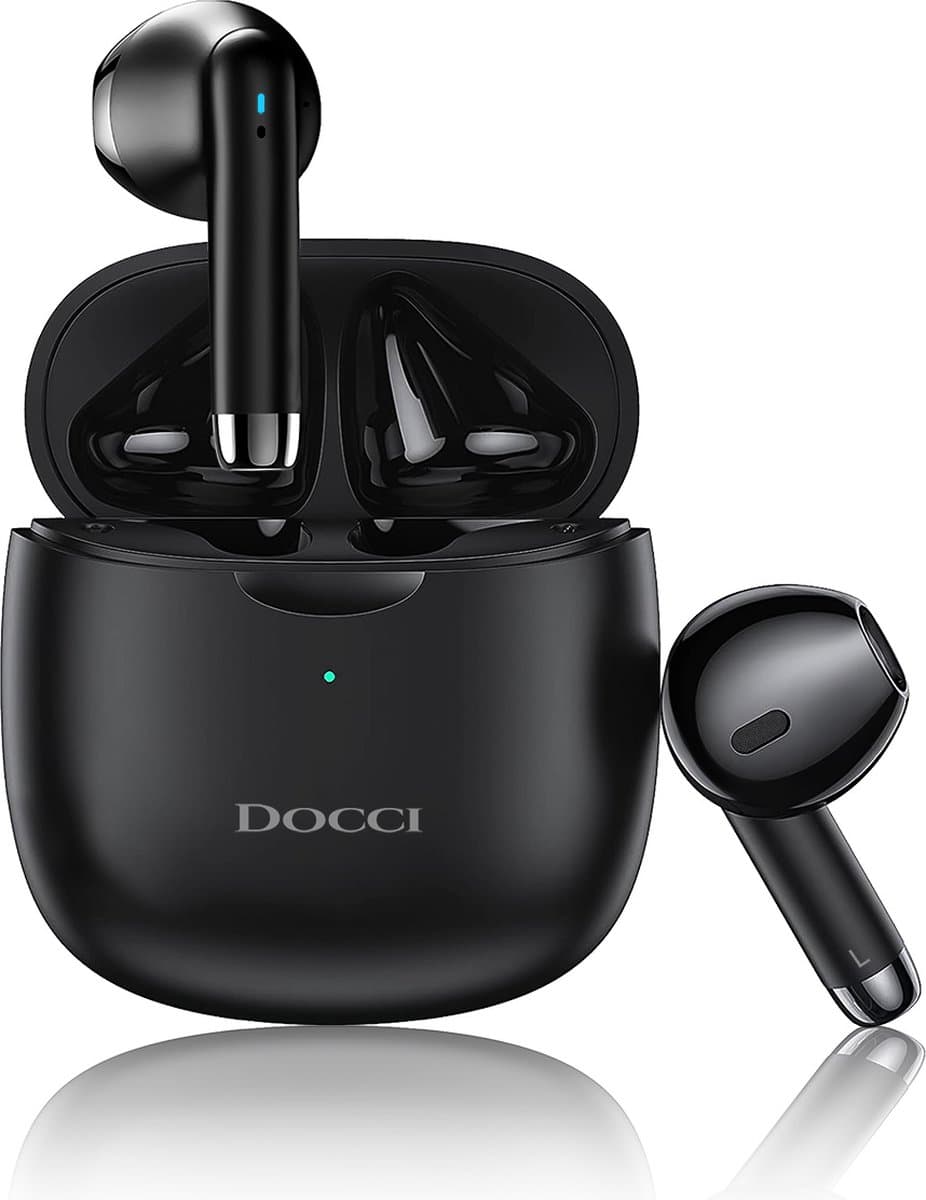 Docci® Draadloze Oordopjes - Bluetooth Earpods - Draadloze Oortjes - Koptelefoon voor IOS & Android - Zwarte Draadloze Oordopjes — afbeelding 1