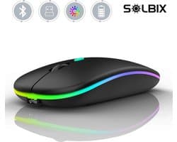 SOLBIX® Draadloze Muis 2.4G - Oplaadbaar - Bluetooth Muis Draadloos - RGB LED Computermuis - Laptop - Universeel - Ergonomisch - 4 Knoppen - Stil