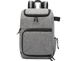 Cameratas spiegelreflex camera rugzak denim grijs – Camera accessoire opbergtas - 47x30x15cm - Voor camera, lenzen, laptop en meer