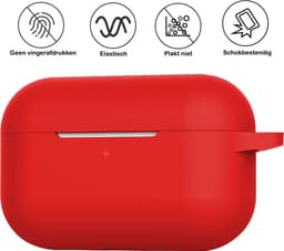 Hoesje - Geschikt voor Apple AirPods Pro 2 - Siliconen Hoes met Clip - Silicone Case Cover - Rood — thumbnail 3