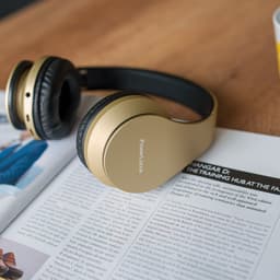 PowerLocus P1 Bluetooth Koptelefoon – Draadloos – Over Ear – Met Microfoon – Inklapbaar - incl. Hoes – Goud — thumbnail 2