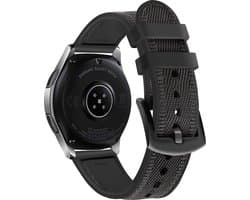 Strap-it smartwatch bandje 20mm - Hybrid nylon horlogeband geschikt voor Samsung Galaxy Watch 1 42mm / Gear Sport / Galaxy Watch 3 41mm / Galaxy Active / Active 2 40 & 44mm - zwart