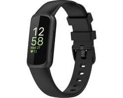 Siliconen Smartwatch bandje - Geschikt voor Fitbit Inspire 3 siliconen bandje - zwart - Strap-it Horlogeband / Polsband / Armband - Maat: Maat S