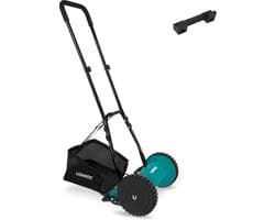 VONROC Kooimaaier – handgrasmaaier - 300mm - 4 instelbare maaihoogtes (15-25-31-35mm) incl. muurbeugel en opvangzak