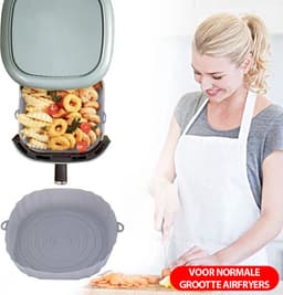 Siliconen Airfryer Mandje Medium (18cm) – Grijs – Accessoires Voor Airfryer — thumbnail 1