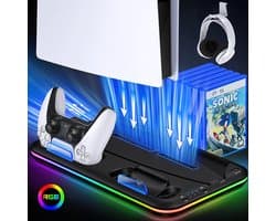 Phreeze Console Standaard - Oplaadstation Controller Oplader - Accessoires - Docking Station - Geschikt voor Sony PlayStation 5, PS5, Digital, Disc - Charging Station Dock - Zwart