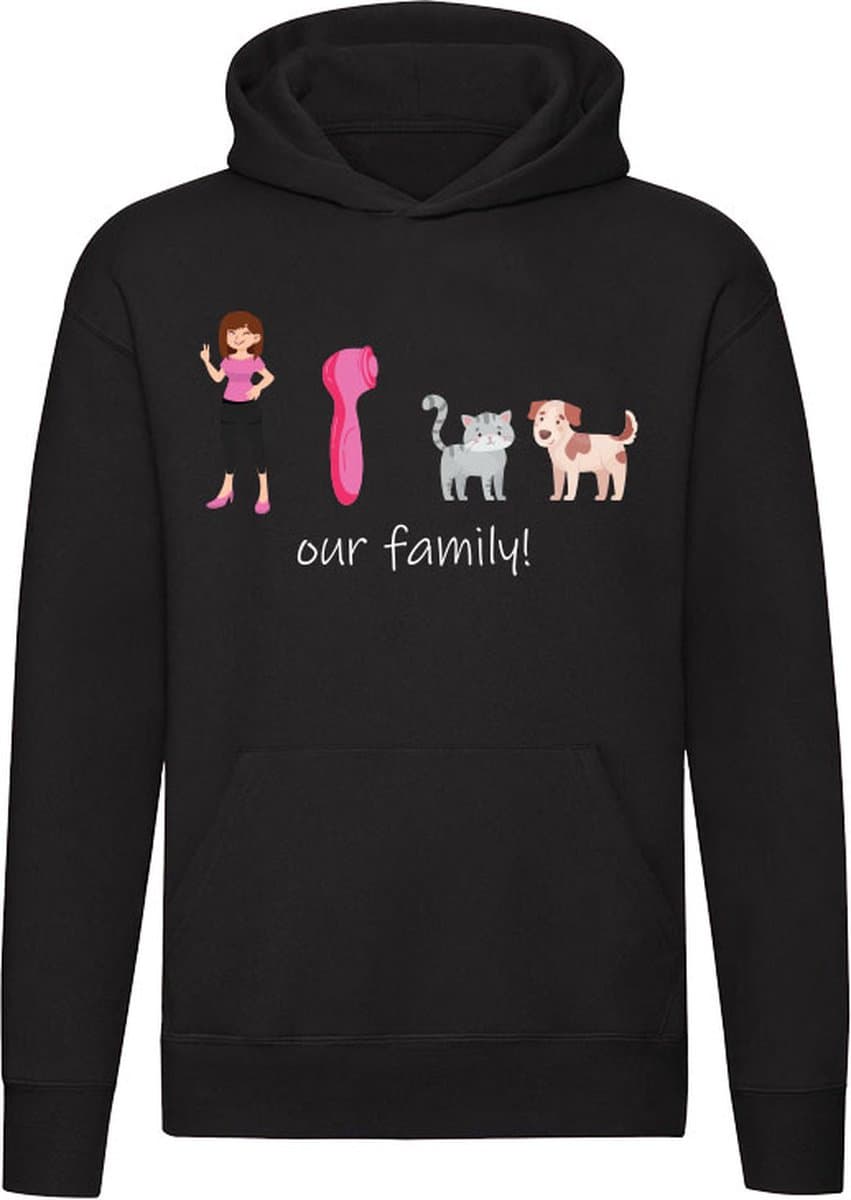 Familie | hond | kat | familie | airfryer | vrouw | zelfstandig | gezellig | Unisex | Trui | Sweater | Capuchon — afbeelding 1