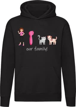 Familie | hond | kat | familie | airfryer | vrouw | zelfstandig | gezellig | Unisex | Trui | Sweater | Capuchon — thumbnail 1